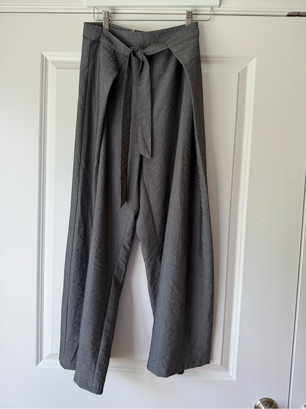 Grade & Gather Wide-Leg Tie-Waist Pants - Gray, Size Small